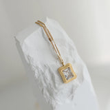 18K Crystal Clavicle Chain Pendant Necklace Stacked Cube Roman Female Jewelry