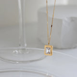 18K Crystal Clavicle Chain Pendant Necklace Stacked Cube Roman Female Jewelry