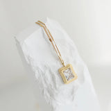18K Crystal Clavicle Chain Pendant Necklace Stacked Cube Roman Female Jewelry