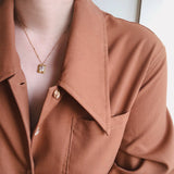 18K Crystal Clavicle Chain Pendant Necklace Stacked Cube Roman Female Jewelry