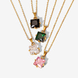 18K Minimalist White Crystal Pendant Necklace