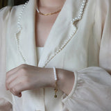 18K Pearl Clavicle Necklace Chain Bracelet for Women Gift