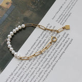 18K Pearl Clavicle Necklace Chain Bracelet for Women Gift