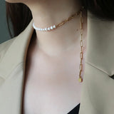 18K Pearl Clavicle Necklace Chain Bracelet for Women Gift