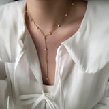 18K Freshwater Pearl Gypsophila Bead Chain Tassel Necklace