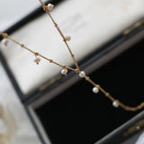 18K Freshwater Pearl Gypsophila Bead Chain Tassel Necklace