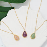 Green Aventurine Water Drop Pendant Necklace