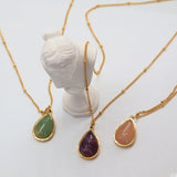 Green Aventurine Water Drop Pendant Necklace