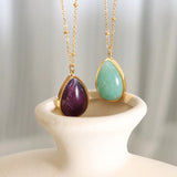 18K Natural Stone Clavicle Chain Necklace Pendant Jewelry
