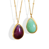 18K Natural Stone Clavicle Chain Necklace Pendant Jewelry