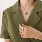 18K Natural Stone Clavicle Chain Necklace Pendant Jewelry