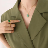 18K Natural Stone Clavicle Chain Necklace Pendant Jewelry