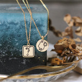 18K Hand-Painted Enamel Geometric Portrait Necklace