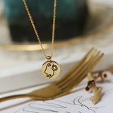 18K Hand-Painted Enamel Geometric Portrait Necklace