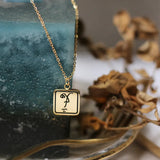 18K Hand-Painted Enamel Geometric Portrait Necklace