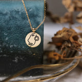 18K Hand-Painted Enamel Geometric Portrait Necklace