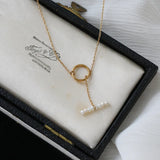 18K OT Buckle Freshwater Pearl Choker Necklace For Women