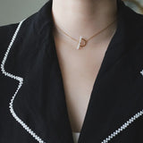 18K OT Buckle Freshwater Pearl Choker Necklace For Women