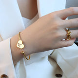 18K Peach Heart ECG Twisted Wire Bracelet For Lover