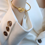 18K Peach Heart ECG Twisted Wire Bracelet For Lover