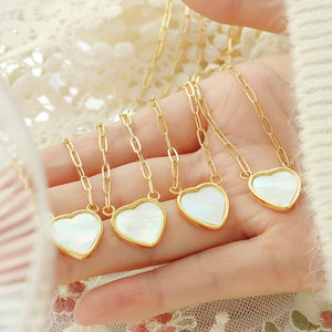Peach Heart Mother Shell Pendant Necklace for Lovers