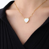 Peach Heart Mother Shell Pendant Necklace for Lovers