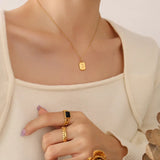 18K Rose Flower Square Clavicle Chain Pendant Necklace
