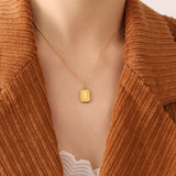 18K Rose Flower Square Clavicle Chain Pendant Necklace
