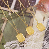 18K Rose Flower Square Clavicle Chain Pendant Necklace