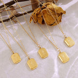18K Rose Flower Square Clavicle Chain Pendant Necklace
