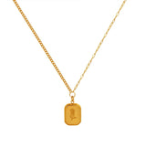 18K Rose Flower Square Clavicle Chain Pendant Necklace