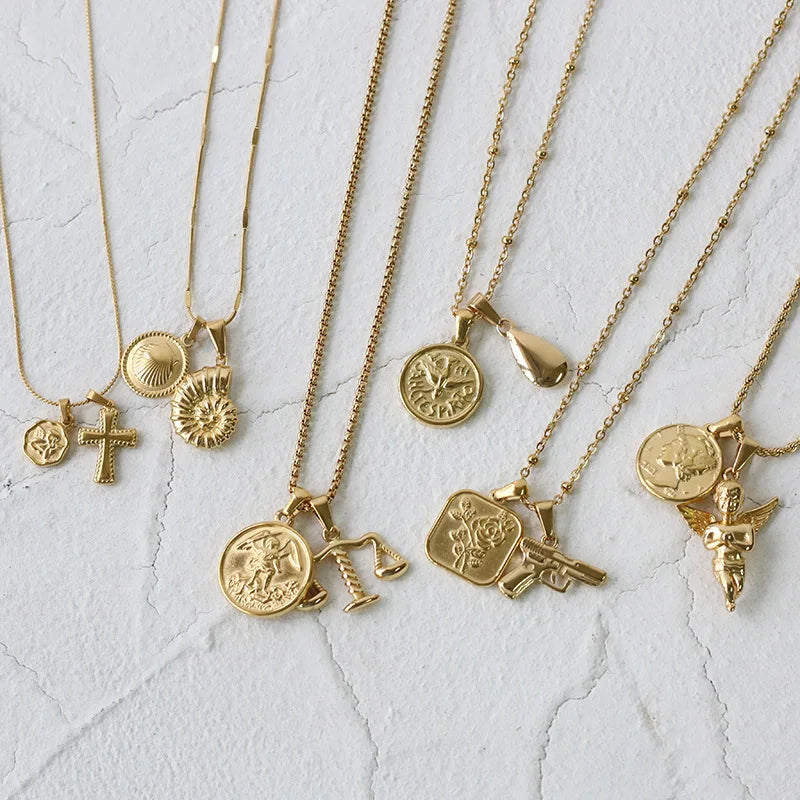 Vintage 18K Charms Pendant for Women DIY Necklaces