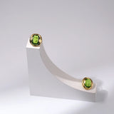 18K Retro Green Crystal Choker Necklace Pendant Ear Clips
