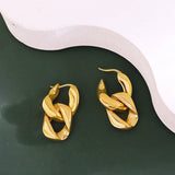 18K Geometric Chain Stud Earrings Light Ear Clip Drop Earring Jewelry