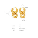 18K Geometric Chain Stud Earrings Light Ear Clip Drop Earring Jewelry