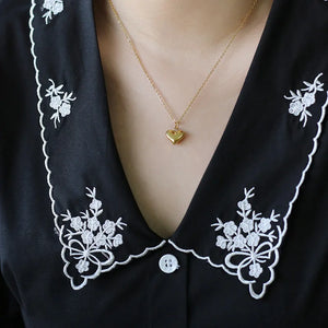 18K Retro Peach Heart Clavicle Chain Necklace Pendant Long Necklace