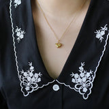 18K Retro Peach Heart Clavicle Chain Necklace Pendant Long Necklace
