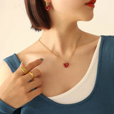 18K Retro Love Necklace Pendant Light Niche Hollow Love Necklace Earrings Set
