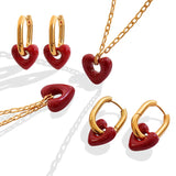 18K Retro Love Necklace Pendant Light Niche Hollow Love Necklace Earrings Set