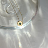Emerald Green Letter Copper Chain Green Crystal Coin Necklace