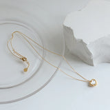 18K Shell Peach Heart Necklace Pendant Vintage Clavicle Chain Necklace