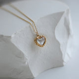 18K Shell Peach Heart Necklace Pendant Vintage Clavicle Chain Necklace
