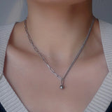 18K Metal Stitching Chain Bead Clavicle Necklace