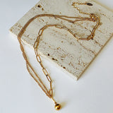 18K Metal Stitching Chain Bead Clavicle Necklace