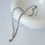 18K Metal Stitching Chain Bead Clavicle Necklace