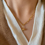 18K Metal Stitching Chain Bead Clavicle Necklace