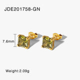 Delicate White/Pink/Green Zircon Clavicle Necklace & Earring Set