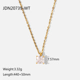 Delicate White/Pink/Green Zircon Clavicle Necklace & Earring Set