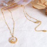 18K Embossed Phoenix Sea Shell Clavicle Chain Pendant Necklace