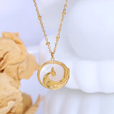 18K Embossed Phoenix Sea Shell Clavicle Chain Pendant Necklace